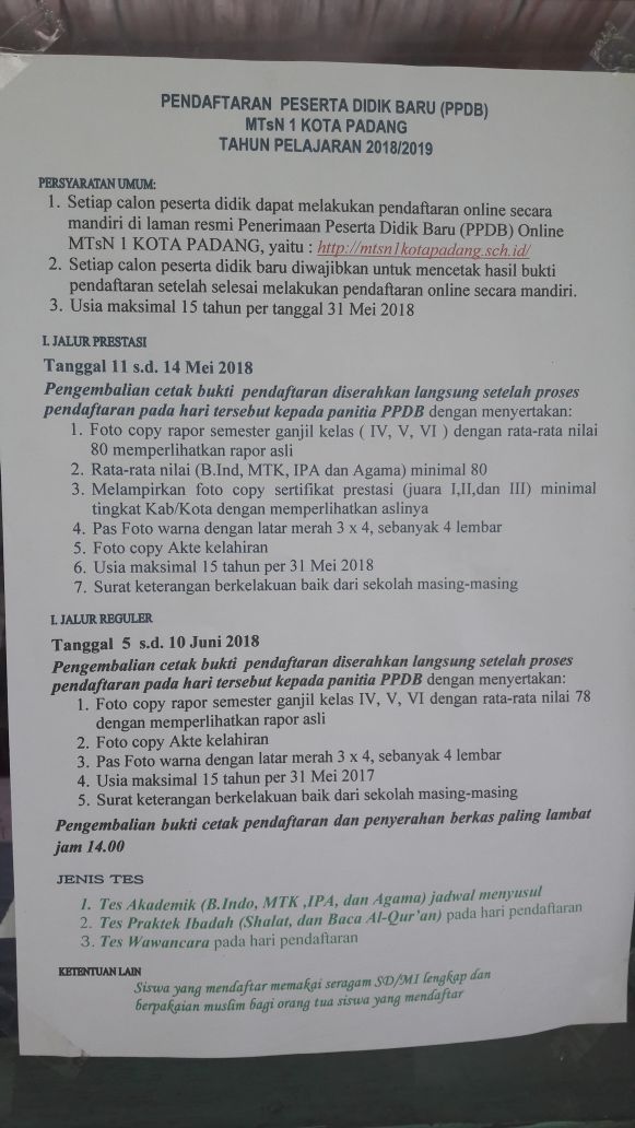 daftar darjah satu 2018